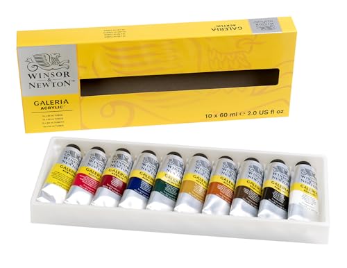 Winsor & Newton Galeria Acrylic Paint Set – 10 x 60ml Satin Finish Tubes