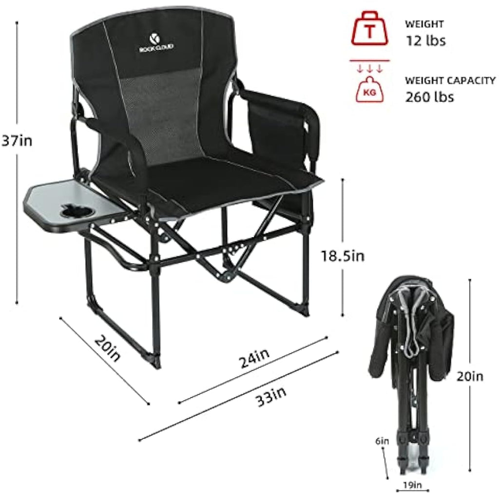 Rock Cloud Folding Camping Chair with Side Table and Storage Pocket