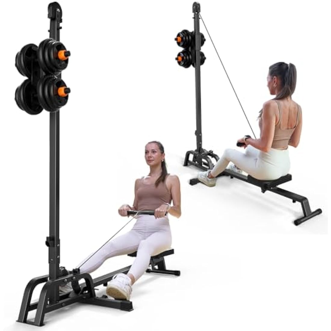 ONETWOFIT 2-in-1 Foldable Rowing Machine & LAT Pull Down Home Gym