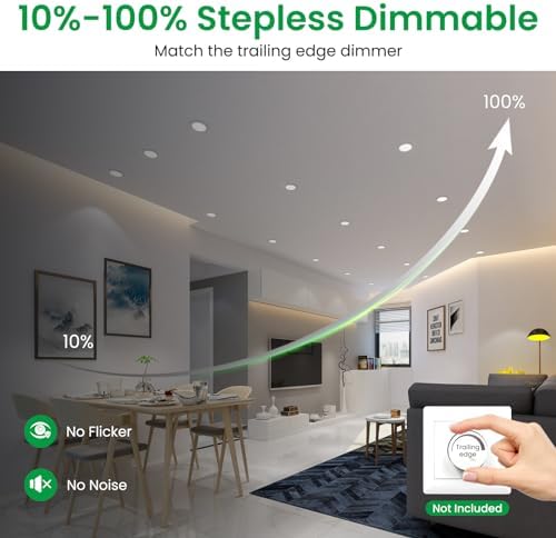 ALUSSO LIGHTING LED Downlights – 8W Dimmable IP44 Recessed Lights, 6 Pack