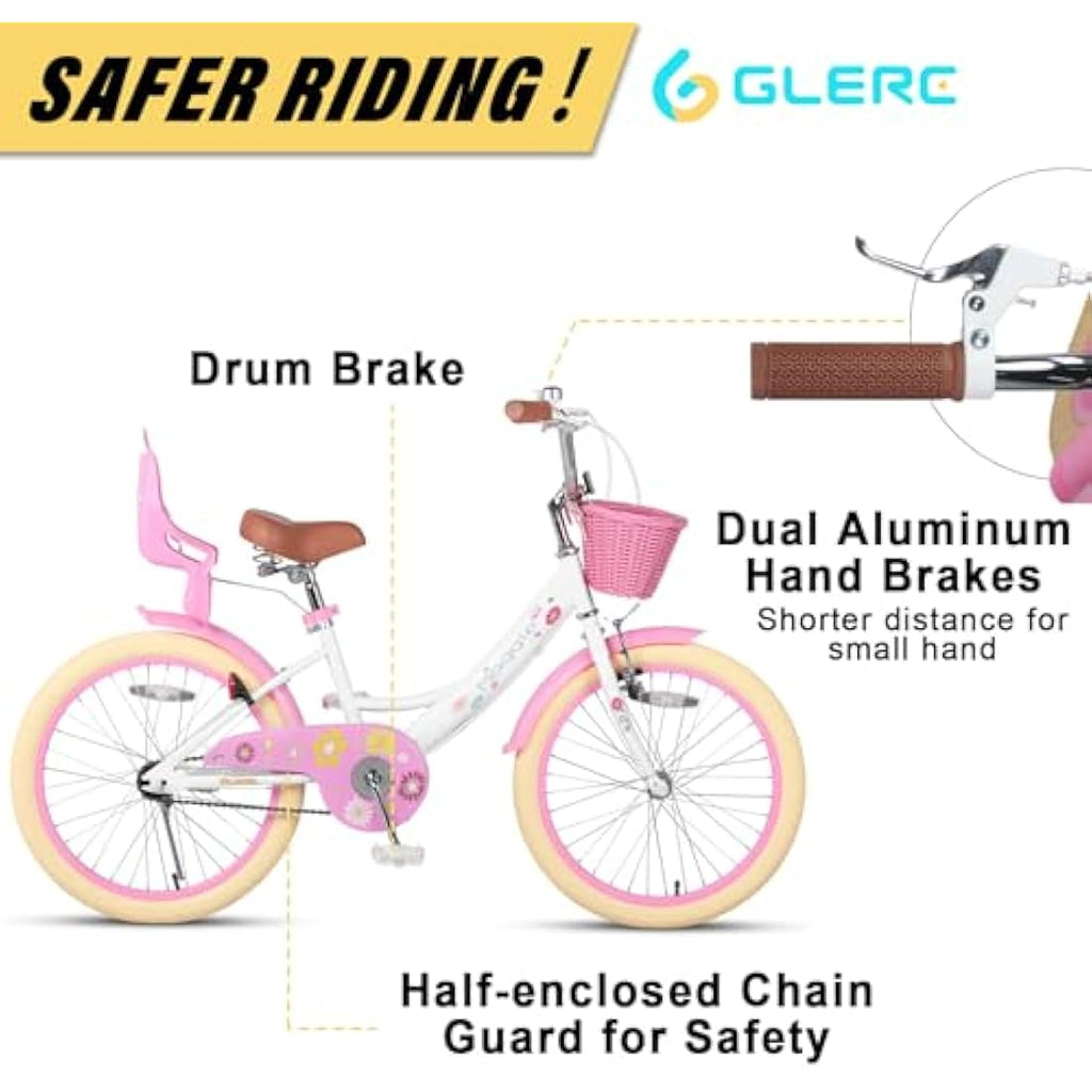Glerc Maggie 20 Inch Girls Bike with Doll Seat and Basket