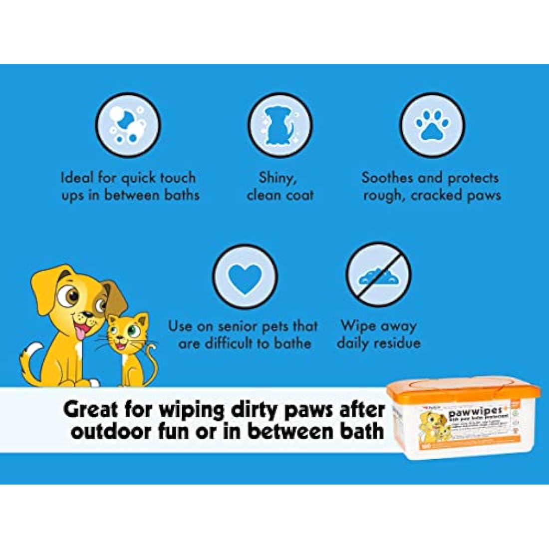 Petkin Paw Wipes – Extra Soft Pet Cleaning Wipes for Dogs & Cats, 100ct
