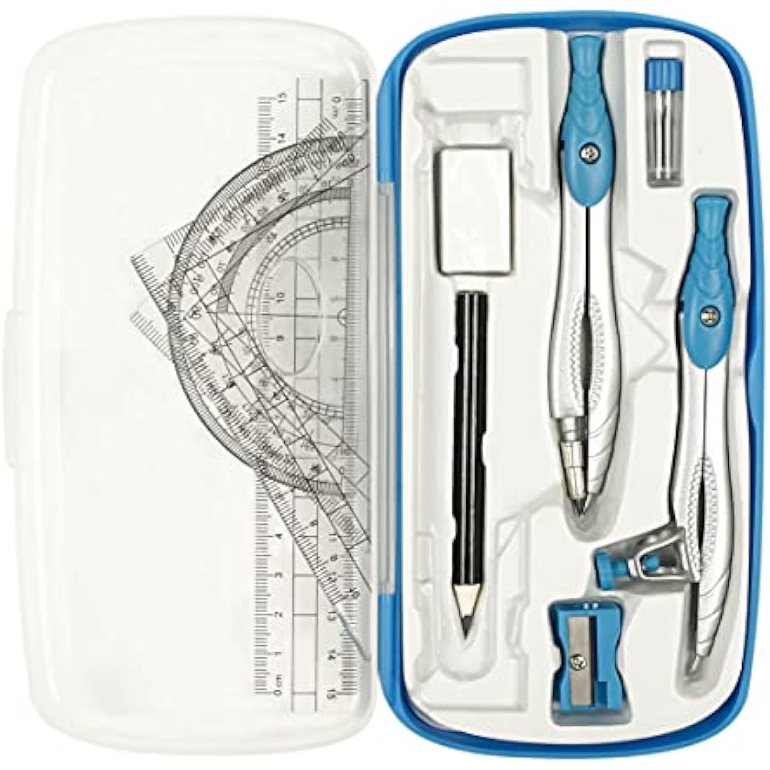Lifreer 10 Pcs Geometry Set – Math Drafting and Drawing Kit, Blue
