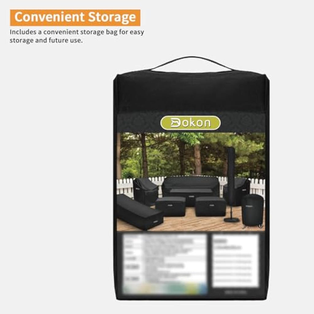 Dokon 3-Seater Garden Bench Cover | Waterproof Heavy Duty Oxford - Black