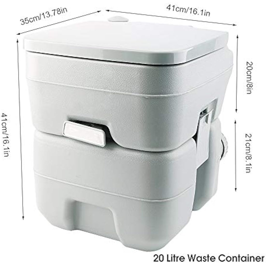 Krispich Portable Camping Toilet | 20L Waste Container with Flush