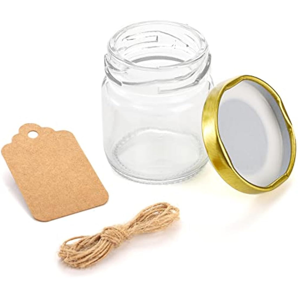 Kingrol 60 Pack Mini Glass Jars with Gold Lids - 45ml Airtight Spice Jars