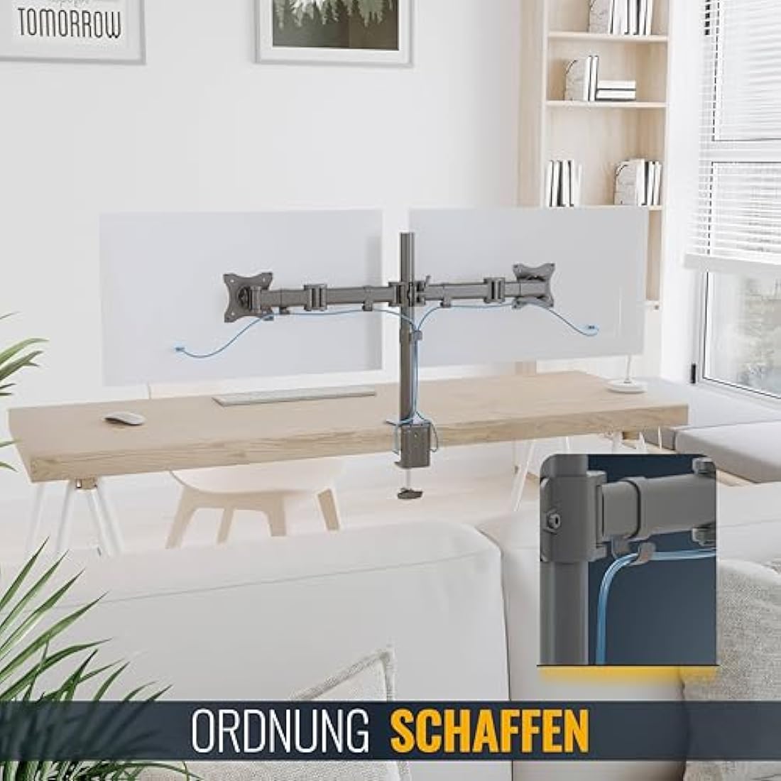RICOO Dual Monitor Stand | 15-27 Inch VESA Desk Mount with Swivel & Tilt