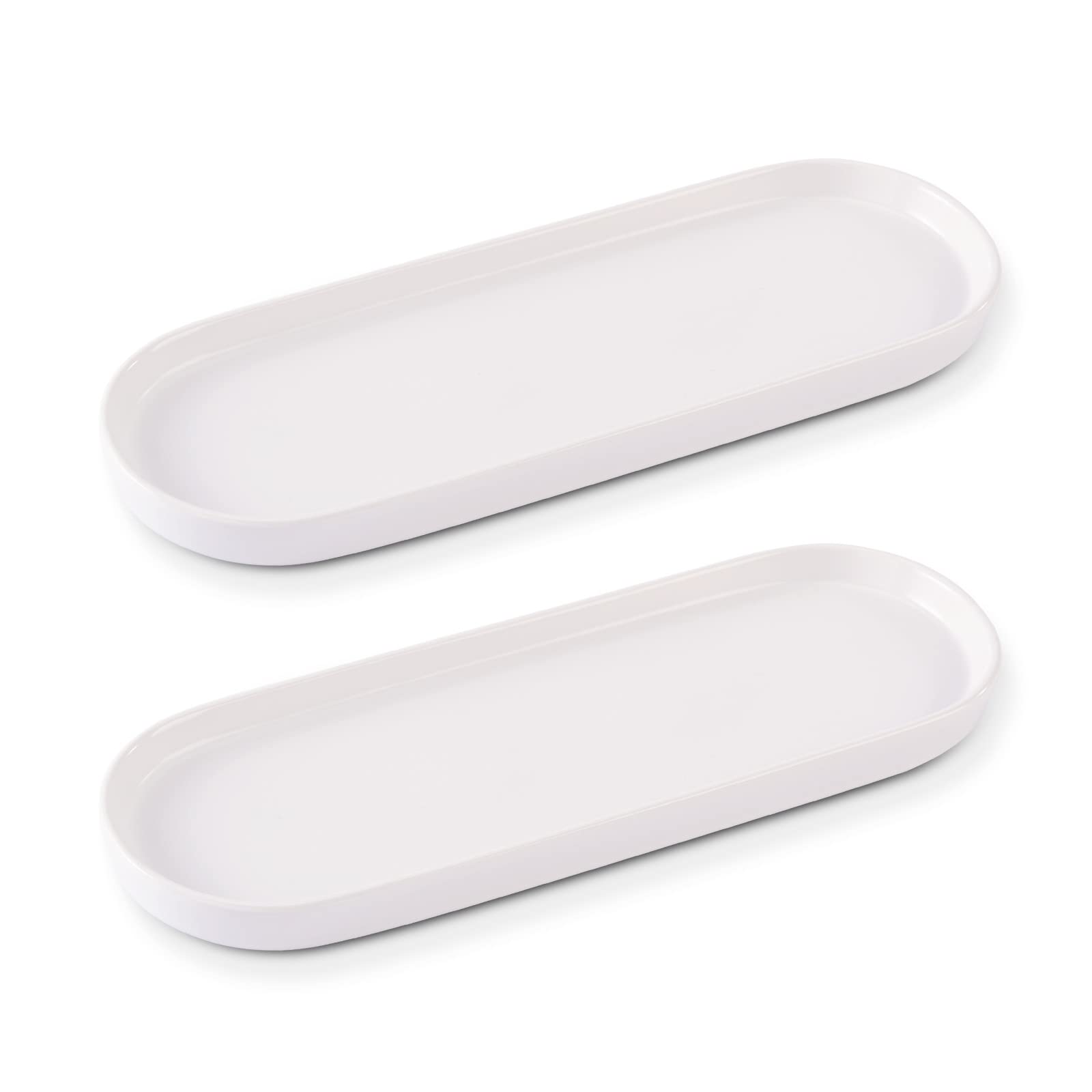 Jolof Store Ceramic Bathroom Vanity Tray - 12 Inch White Countertop Dish