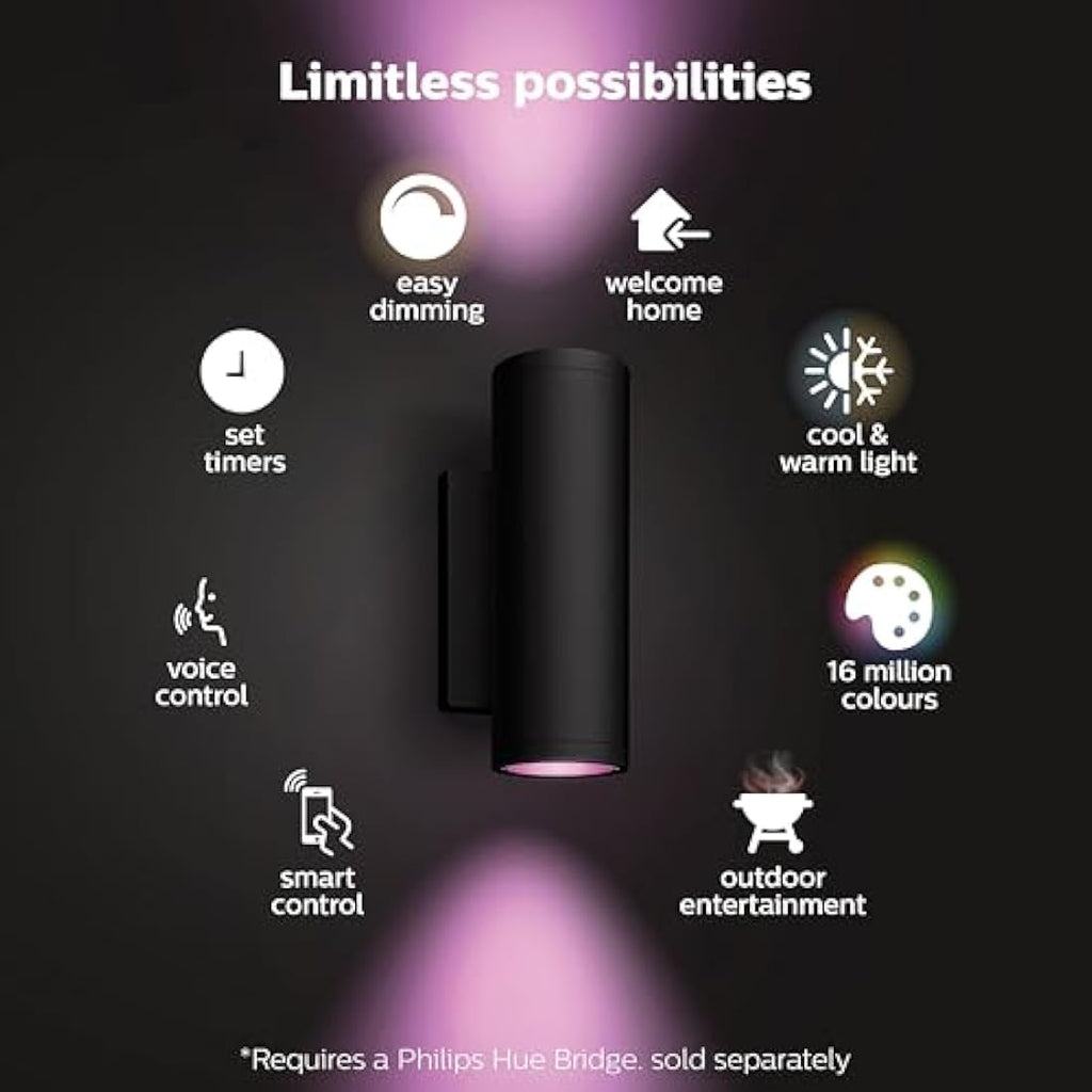 Philips Hue Appear Smart Outdoor Wall Light – RGB & Warm White LED
