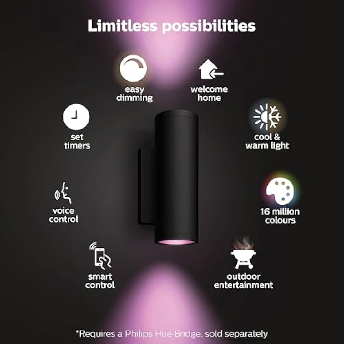 Philips Hue Appear Smart Outdoor Wall Light – RGB & Warm White LED