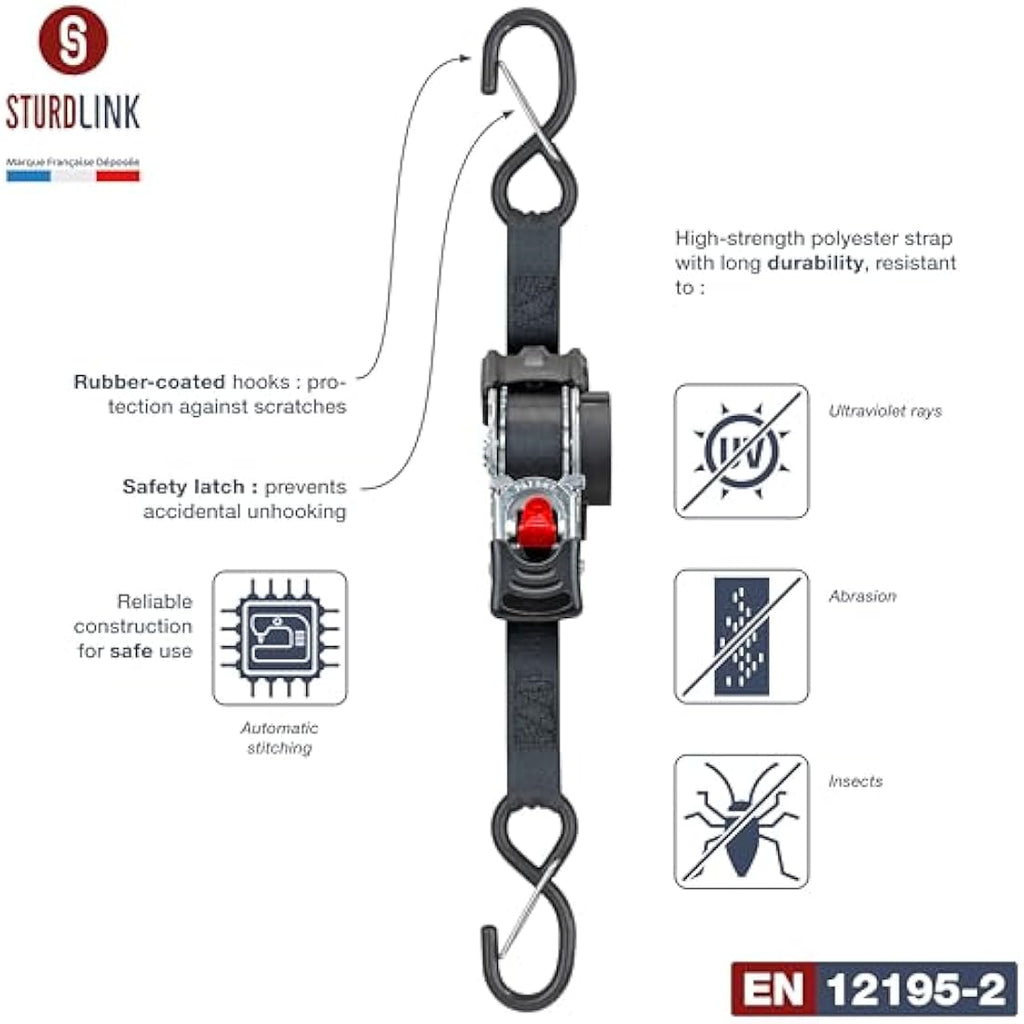 Jolof Store Automatic Ratchet Straps - 3m 25mm S-Hook - Set of 4 + Bag