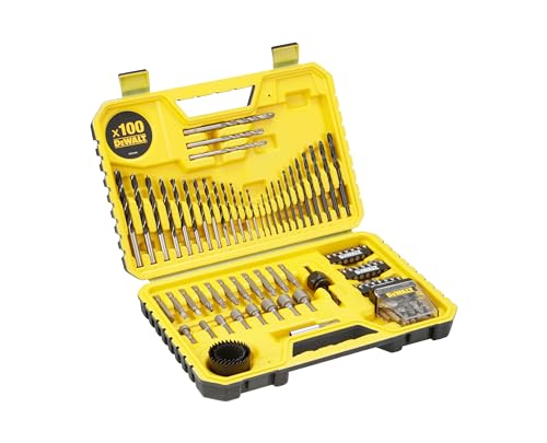 DEWALT 100-Piece Combination Drill Bit Set – HSS Metal & Masonry Bits