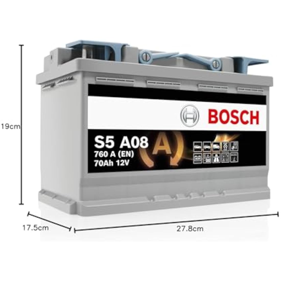 Bosch S5A08 AGM Car Battery | 12V 70Ah 760A | Type 096 Start-Stop
