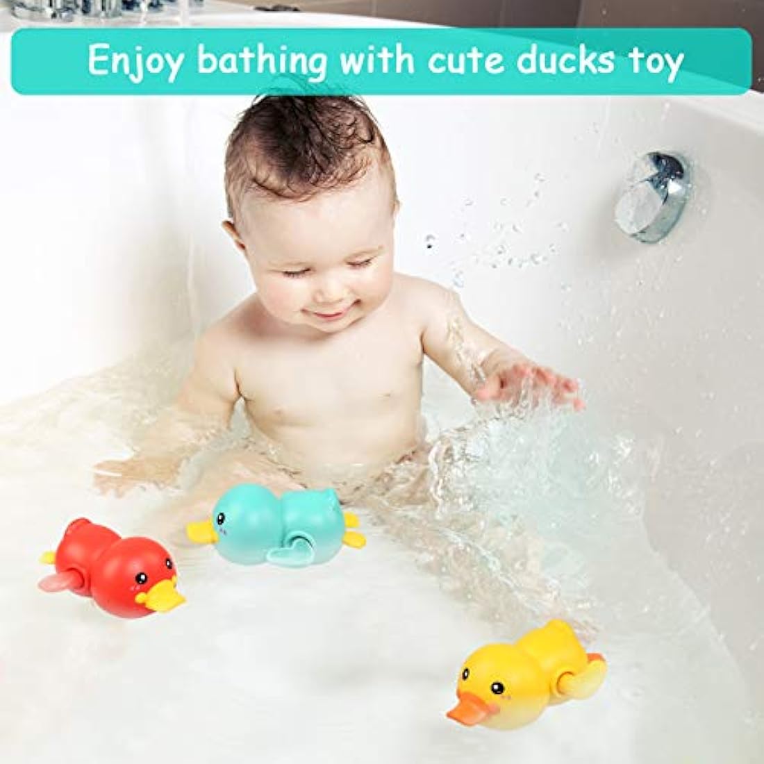 BelleStyle Wind Up Duck Bath Toys - 3 Pack Floating Water Toys for Toddlers