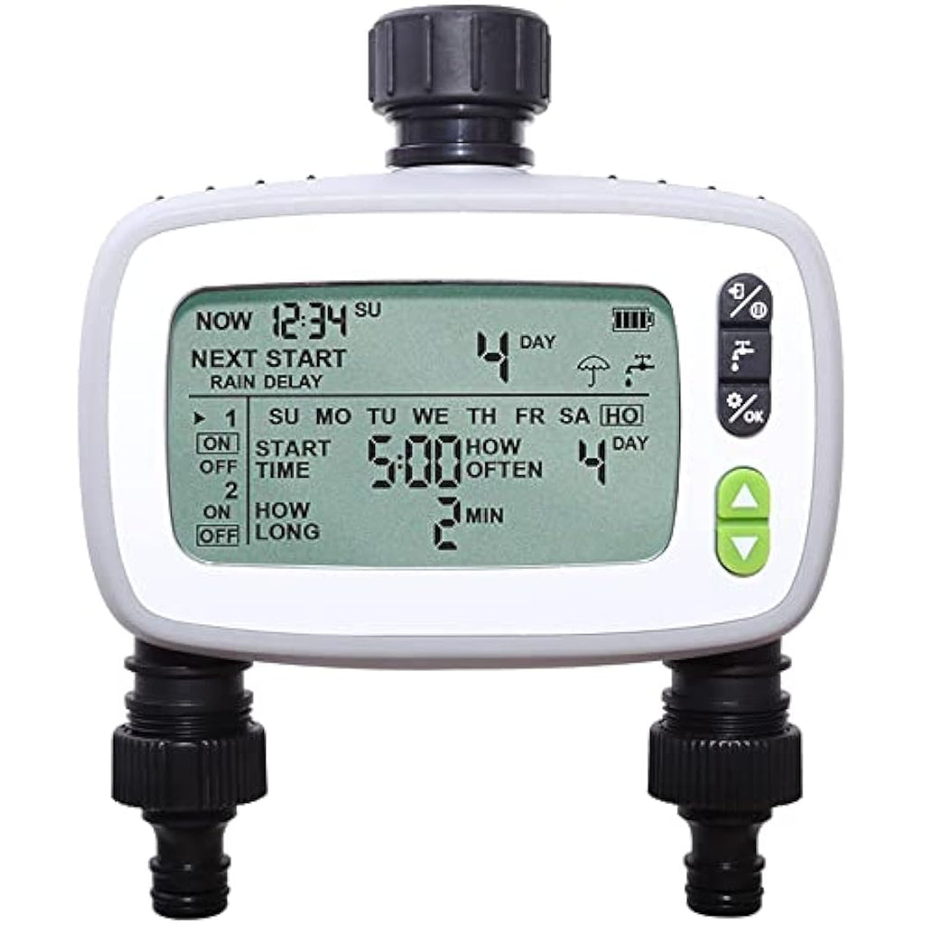 Aqualin 2-Zone Irrigation Water Hose Timer with Large FSTN LCD Screen