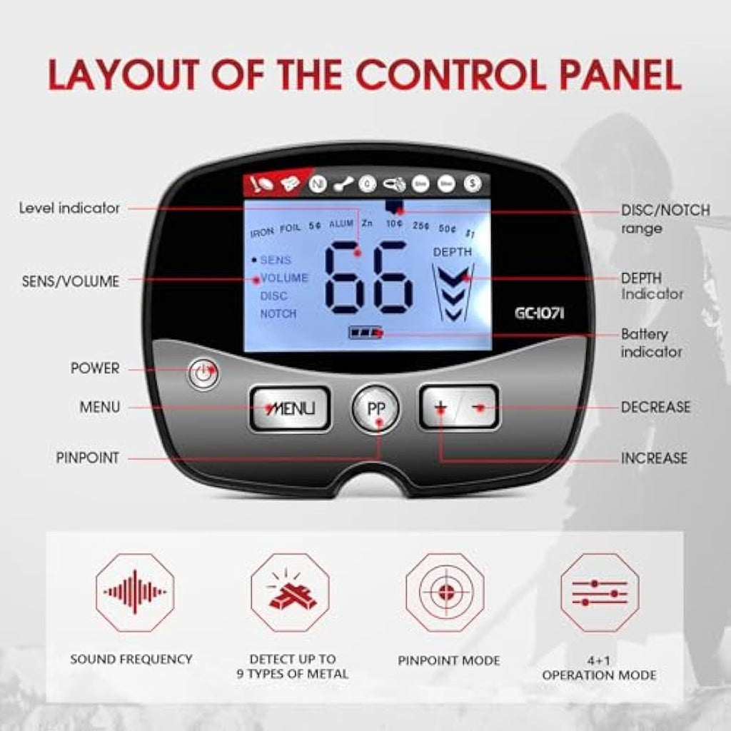 HOOMYA Metal Detector for Adults – Waterproof Gold Finder with LCD Display