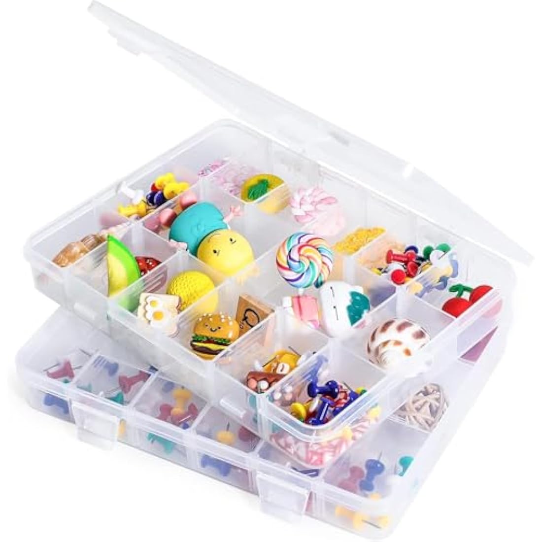 Snackle Box – 2 Pack Stackable Clear Plastic Snack Organizer
