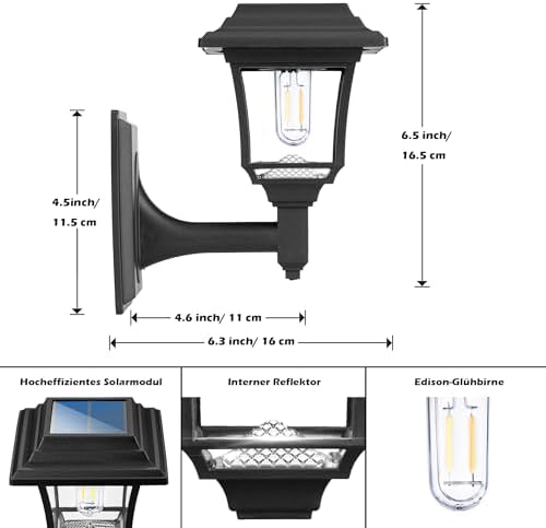 LeiDrail Solar Fence Lights – 4 Pack Waterproof Edison Bulb Outdoor Wall Decor