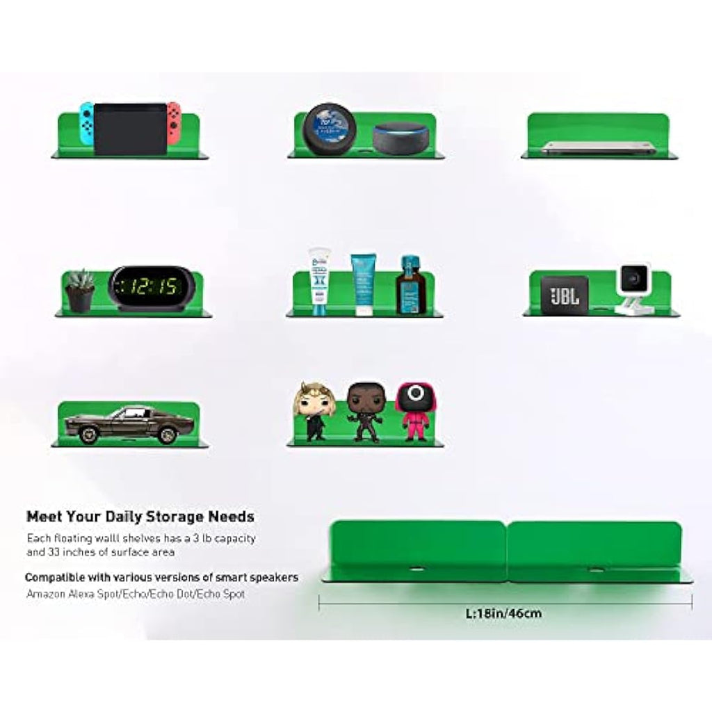 OAPRIRE Acrylic Floating Wall Shelves | 2-Pack Drill-Free Emerald Green