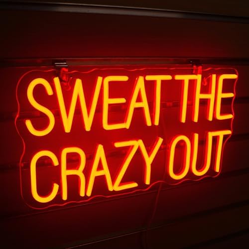 Sweat The Crazy Out Neon Sign – Red LED Gym Wall Decor