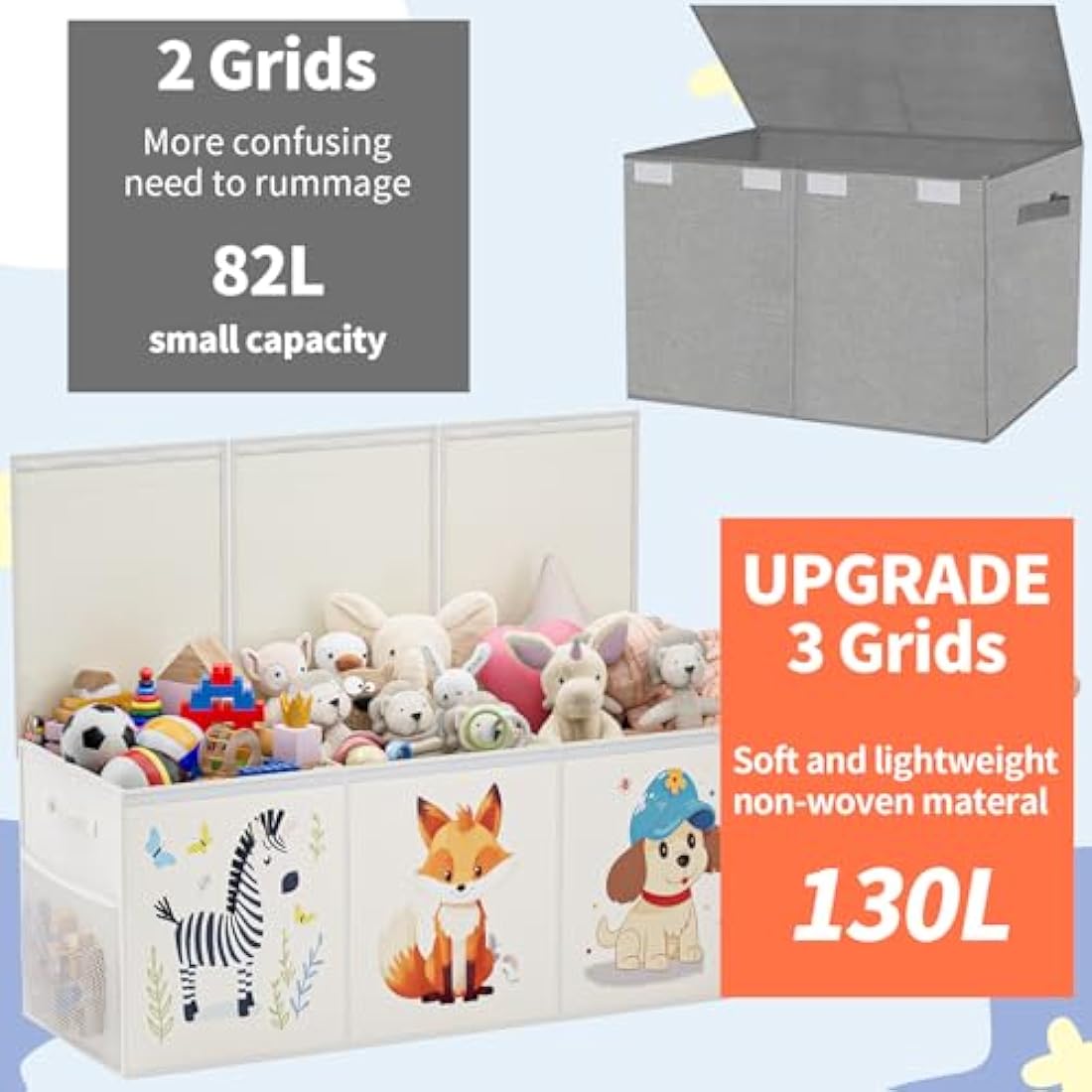 Extra Large Toy Box – 135L Collapsible Fabric Storage Chest