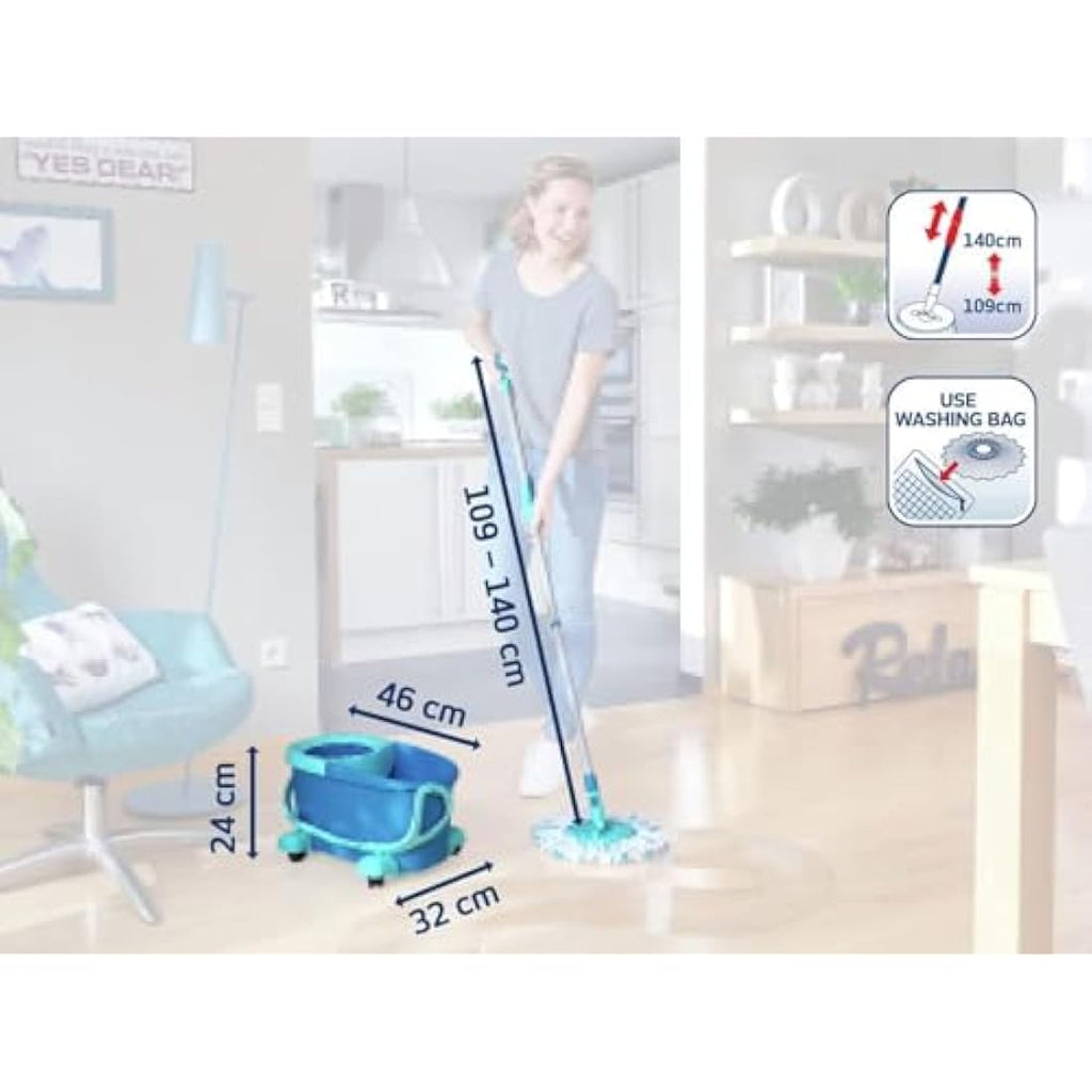Leifheit Clean Twist Disc Mop Ergo Mobile Set | Wheeled Spin Mop
