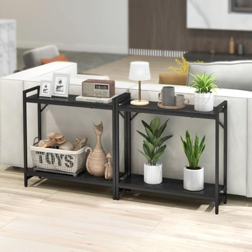 Livofloral Narrow Console Table – 2-Tier Industrial Entryway Table