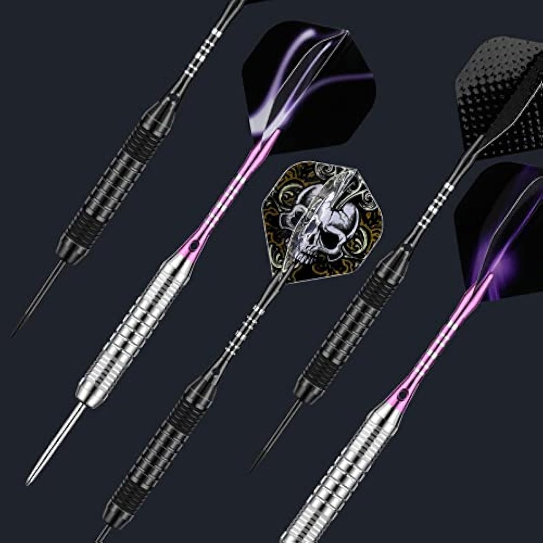 DARTSPACE Steel Tip Darts Set – 12 Pack Professional 22g/24g Metal Darts
