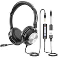 Voistek USB Headset with Noise Cancelling Mic | 3-in-1 Wired PC Headphone