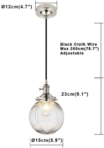 Yosoan Industrial Ribbed Glass Globe Pendant Light – Brushed Brass