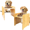 FOREYY Raised Pet Bowls - Adjustable Bamboo Elevated Feeder with 2 Bowls