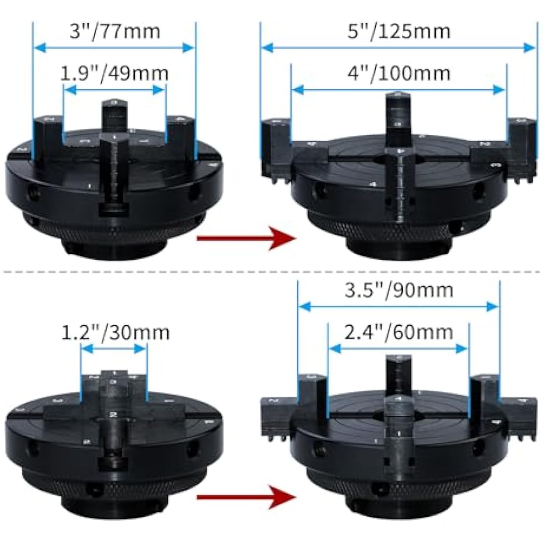 DEEFIINE 4 Inch Wood Lathe Chuck Set | Self Centering 4 Jaw Wood Turning