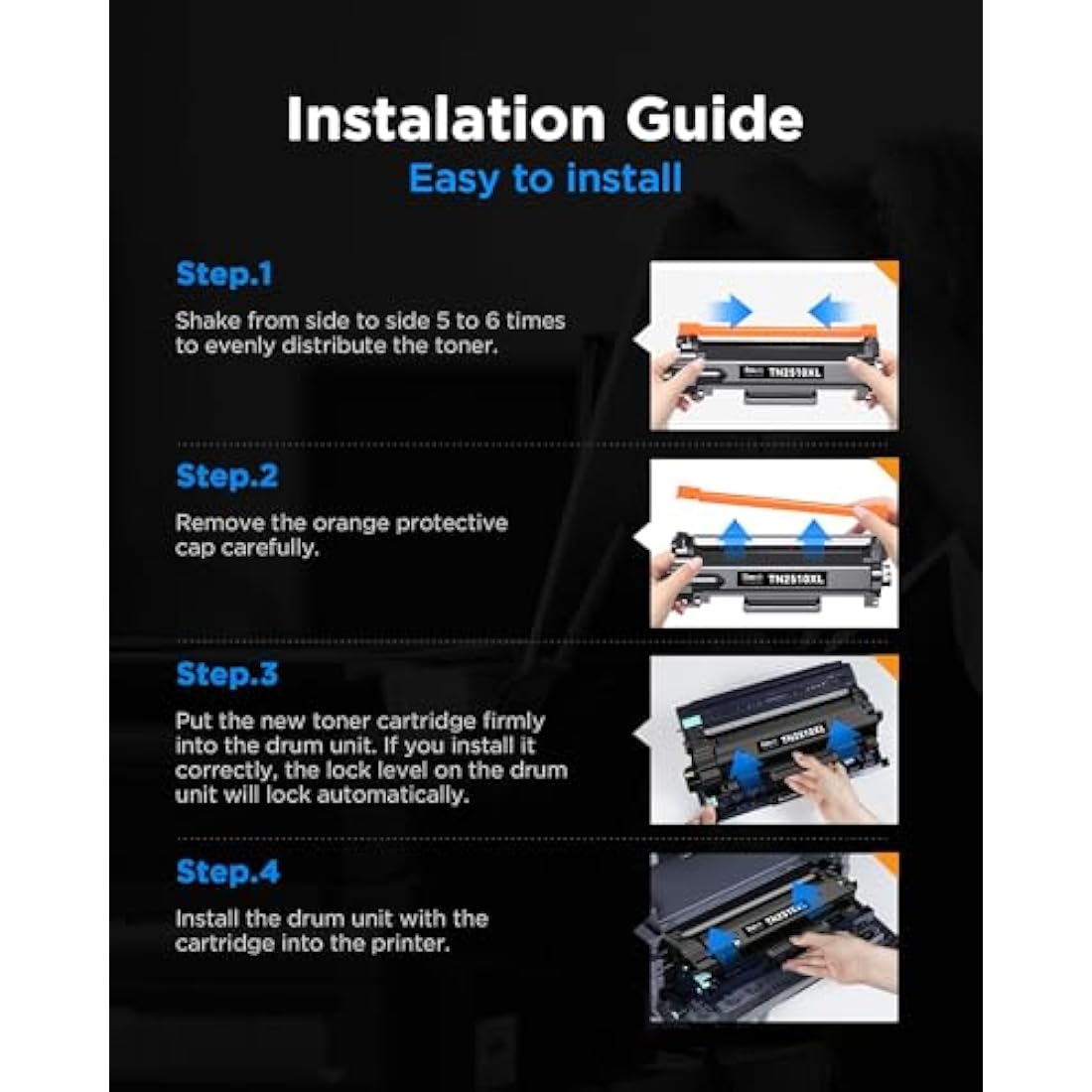 Timink TN2510XL High-Yield Black Toner for Brother HL-L2400DWE (2-Pack)