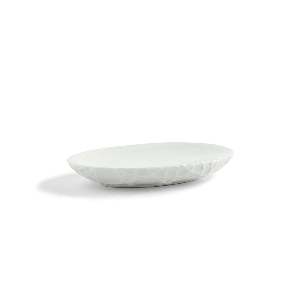Kassatex Rattan Soap Dish – White Embossed Porcelain Bathroom Accessory