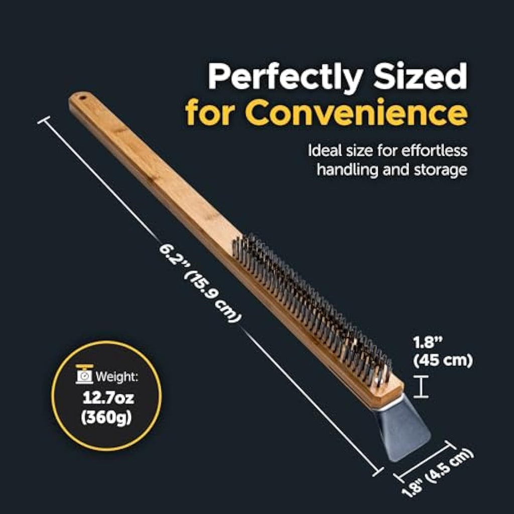 Ooni Pizza Oven Brush and Scraper – Stainless Steel Stone Cleaner