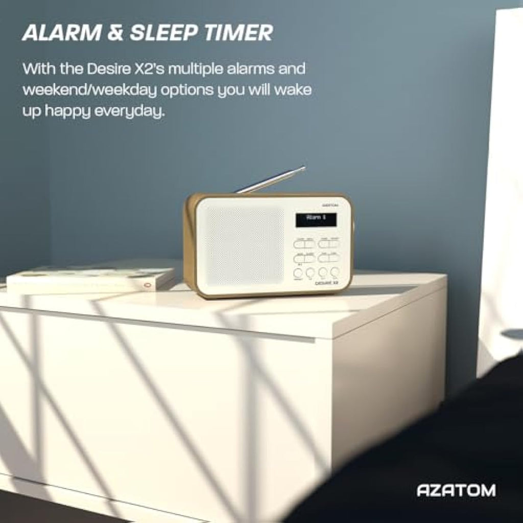 Azatom Desire X2 Portable DAB/DAB+ & FM Digital Radio with Bluetooth - Oak