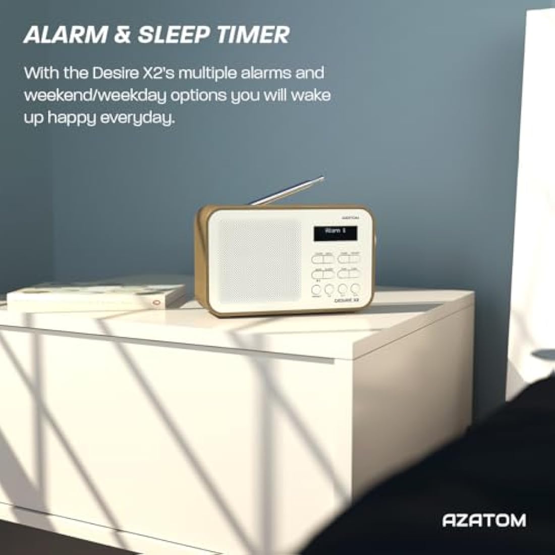 Azatom Desire X2 Portable DAB/DAB+ & FM Digital Radio with Bluetooth - Oak