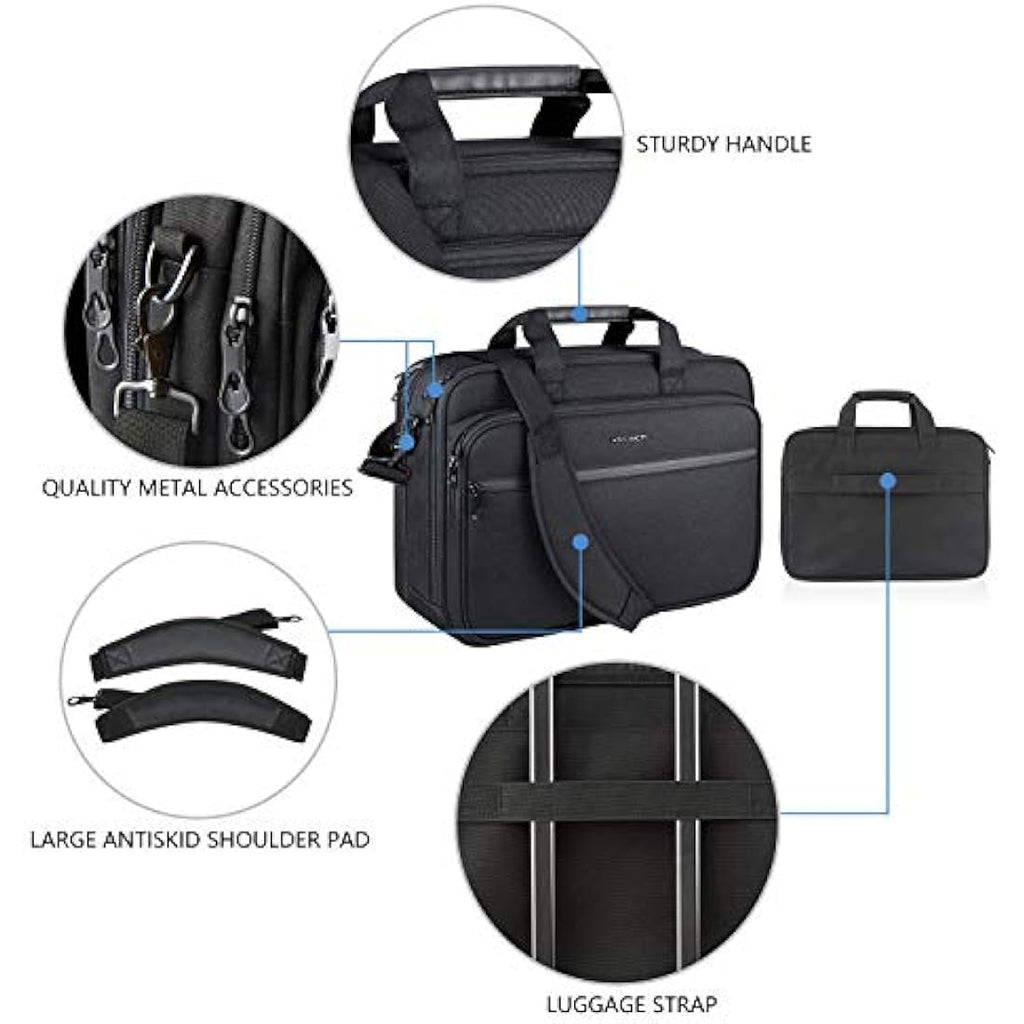 KROSER 17.3 Inch Laptop Briefcase – Expandable Water-Repellent Bag
