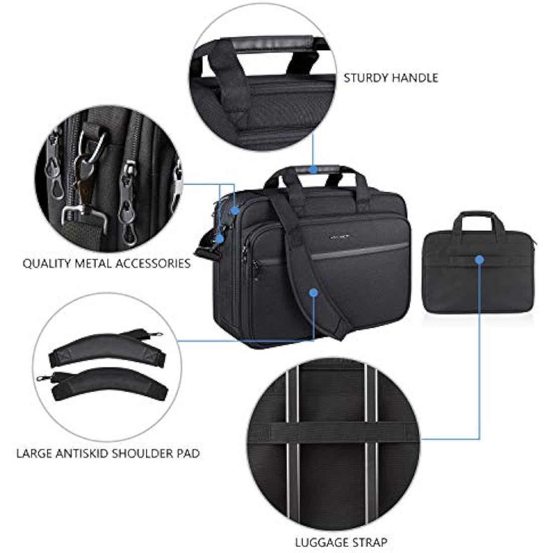 KROSER 17.3 Inch Laptop Briefcase – Expandable Water-Repellent Bag
