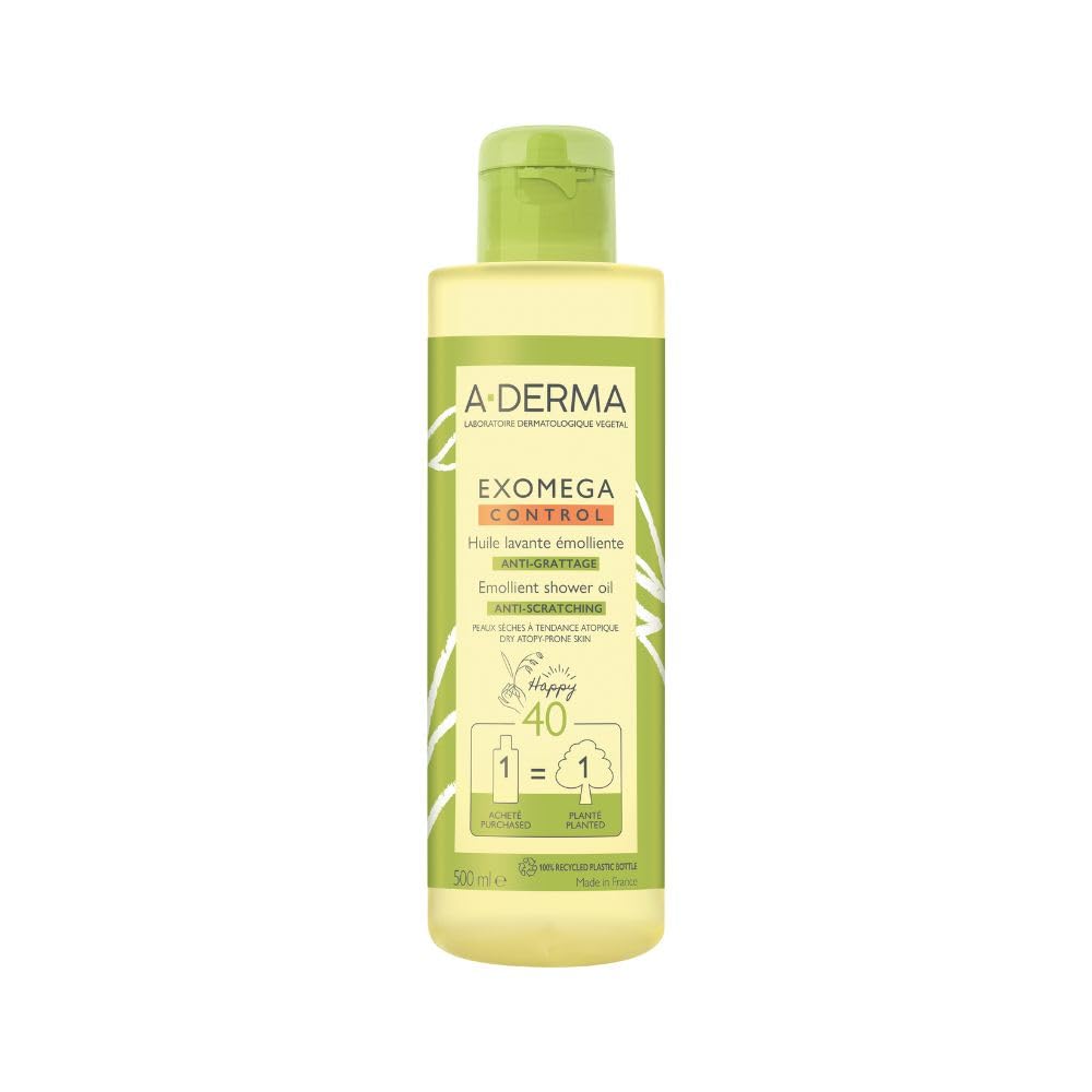 A-DERMA Exomega Control Shower Oil – Moisturizing Body Wash, 500 ml