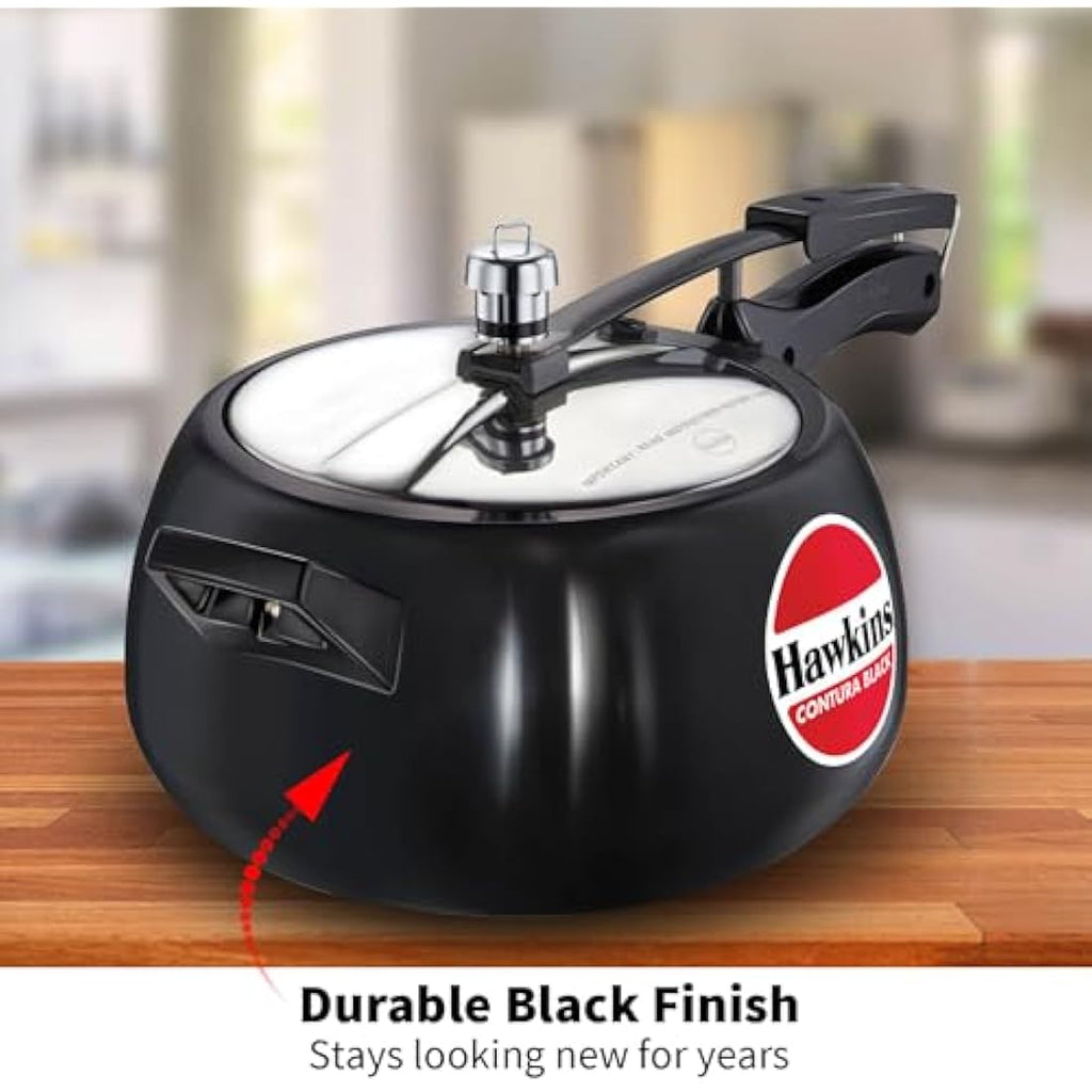 Hawkins Contura 5 Litre Hard Anodised Pressure Cooker – Black Handi