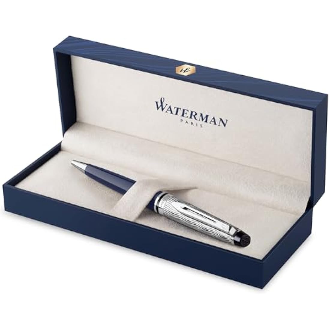 Waterman Expert Ballpoint Pen – Blue Lacquer & Metal Chiselled Cap