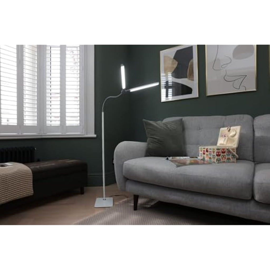 Daylight DuoPro LED Floor Lamp – Double Shade Salon Light, White
