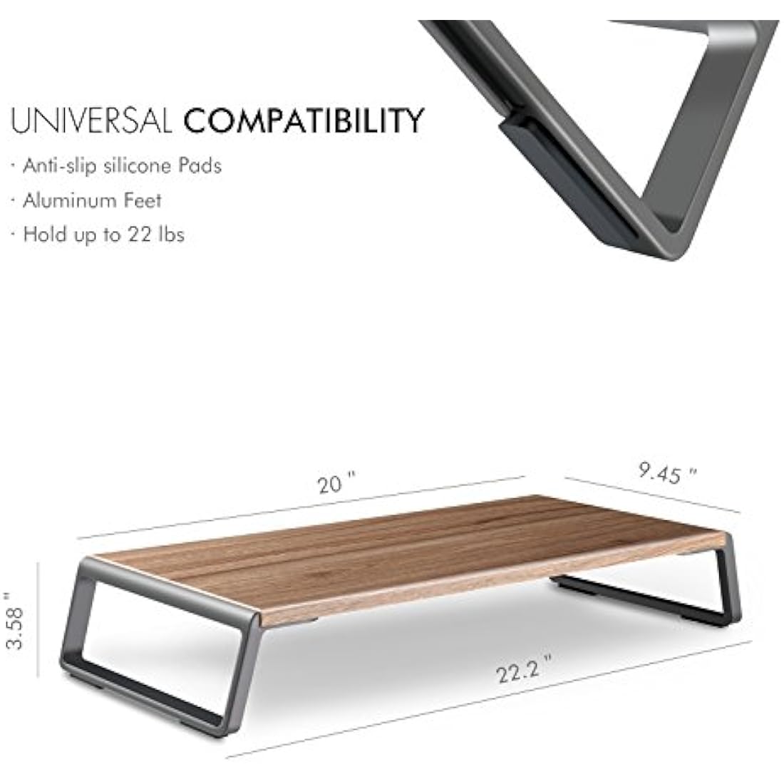 ThingyClub Monitor Stand Riser | Ergonomic MDF & Aluminum Desk Organizer