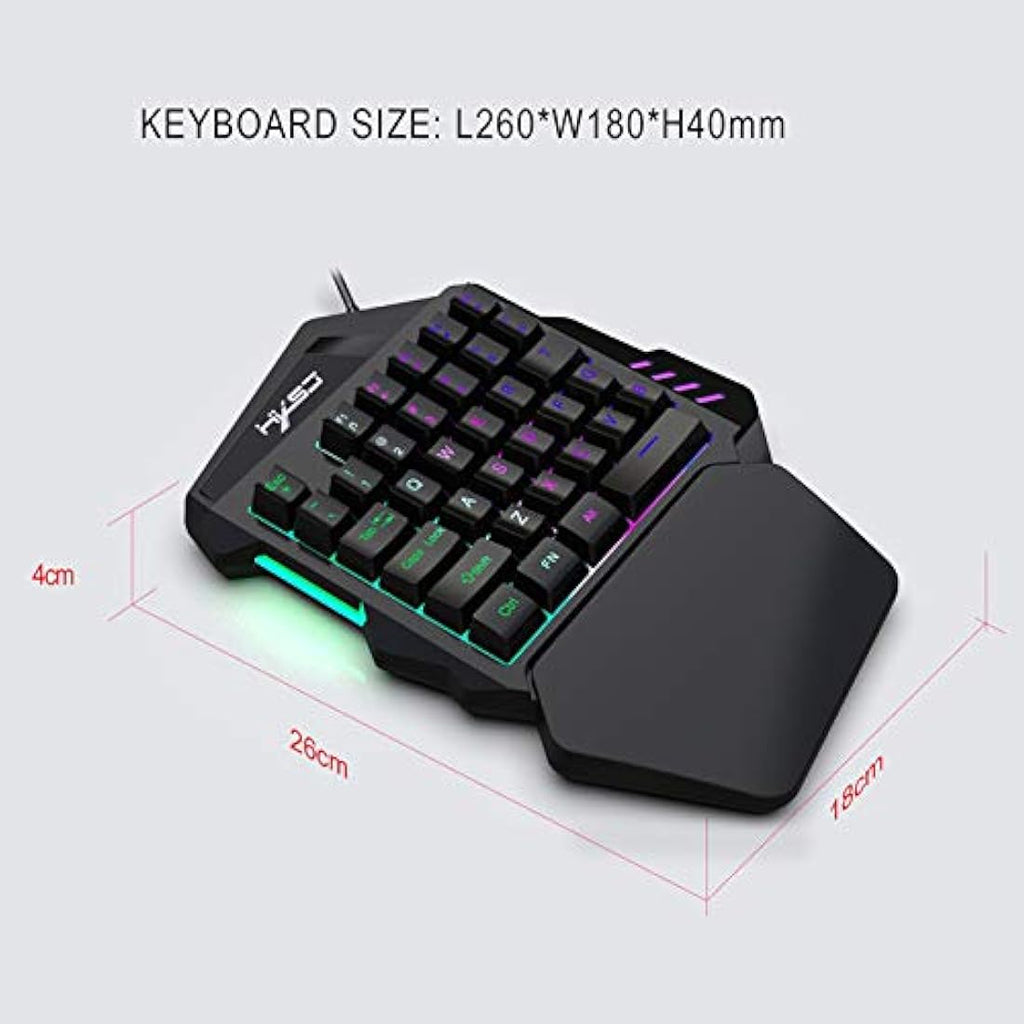 HXSJ Single Handed Gaming Keyboard and Mouse Combo | LED Backlight