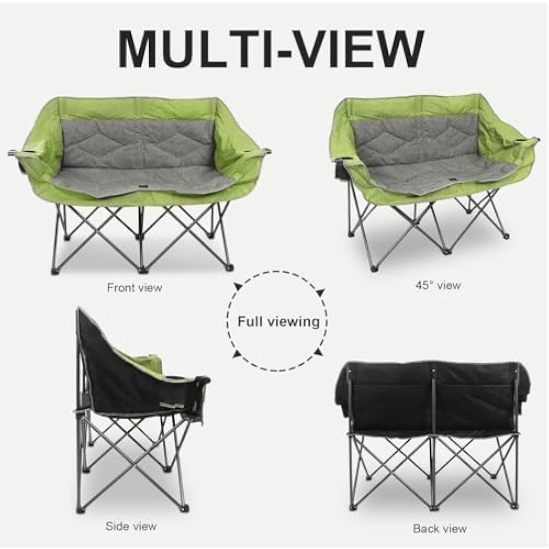 LANMOUNTAIN Folding Double Camping Chair – Heavy Duty 2-Person Loveseat