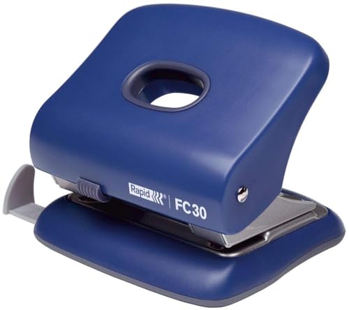 Rapid Fashion FC30 2 Hole Punch – 30 Sheet Capacity, Metal, Blue