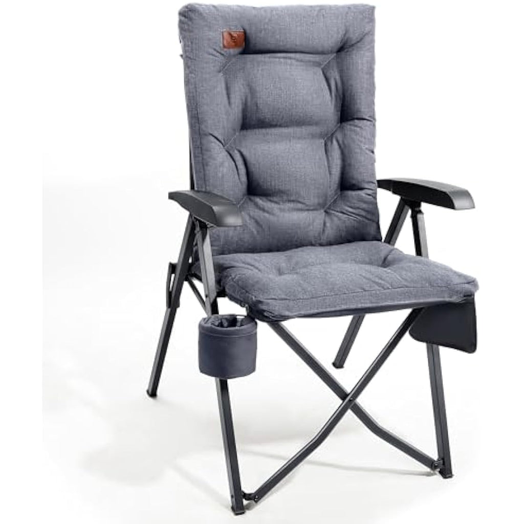 EVER ADVANCED Heavy Duty Reclining Camping Chair - Padded Folding Seat