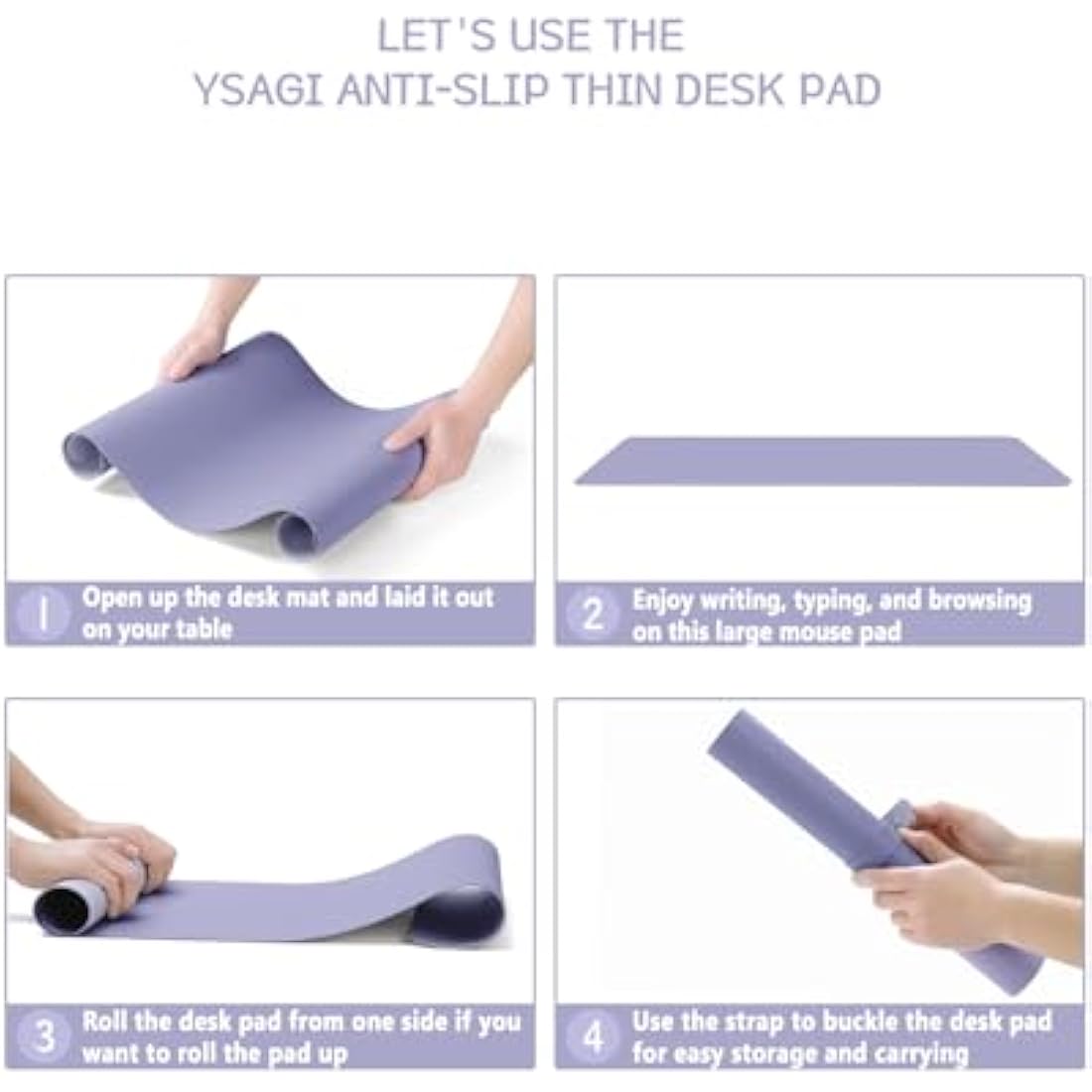 YSAGi PVC Leather Desk Pad – Large Waterproof Mouse Mat, Lavender