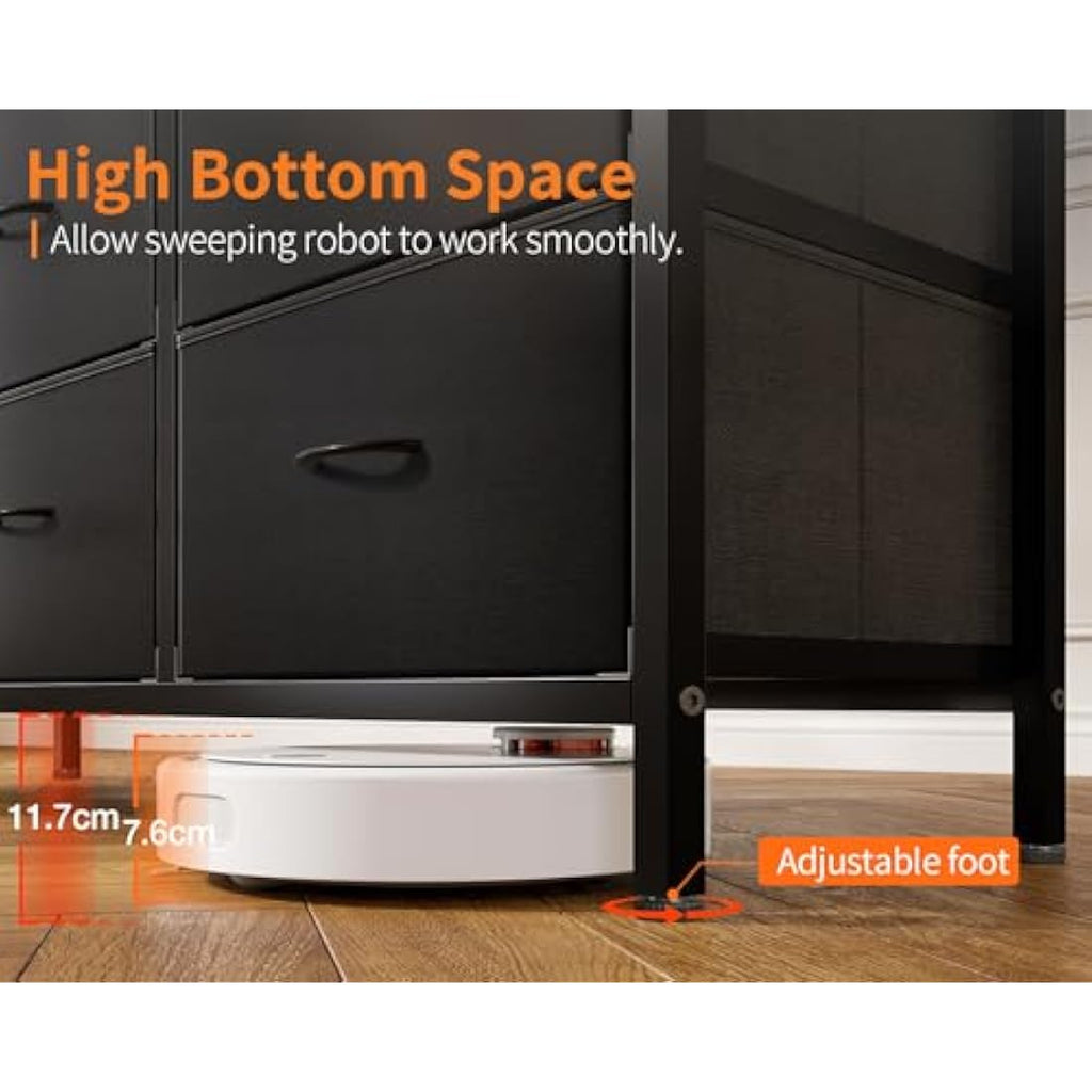 ODK 6 Drawer Fabric Chest of Drawers with Charging Station – Retro Color